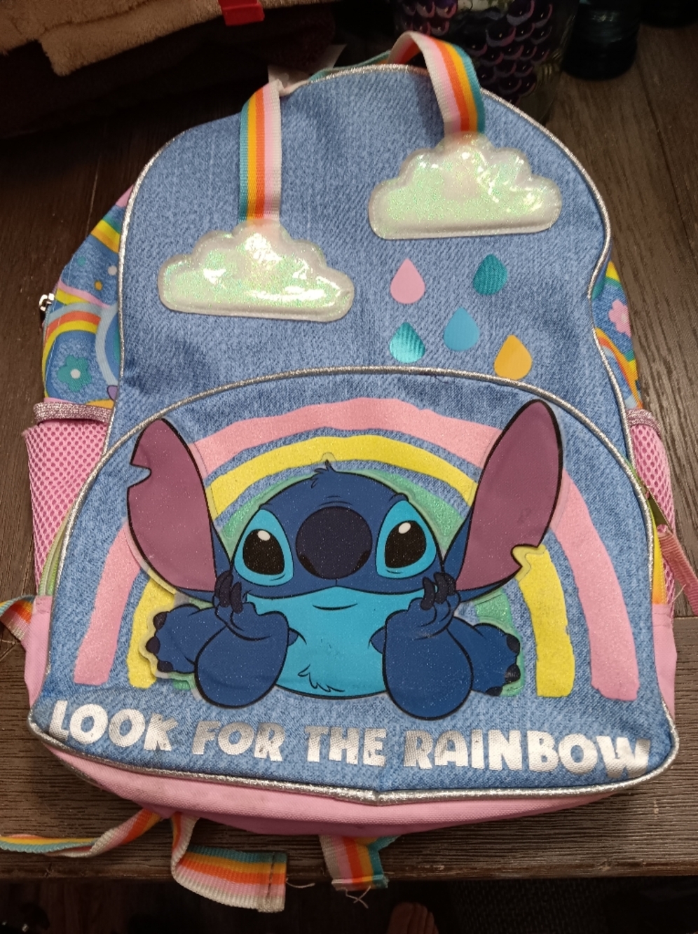 Stitch Rainbow Kids Backpack - Blue and Pink
